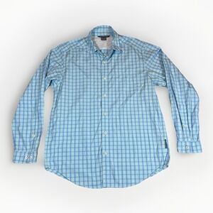 Exofficio Shirt Mens Size Large Blue Plaid Long Sleeve Button Up Vented